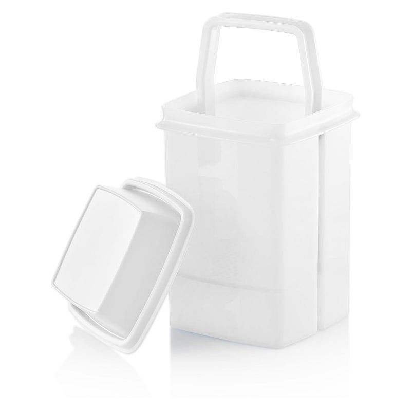 Home-X Pickle Container with Strainer - BPA Free Jalapeno Container for Mess-Free Storage of Condiment Food - Pickle Holder with Easy to Open Lid Design (White) - Image 1